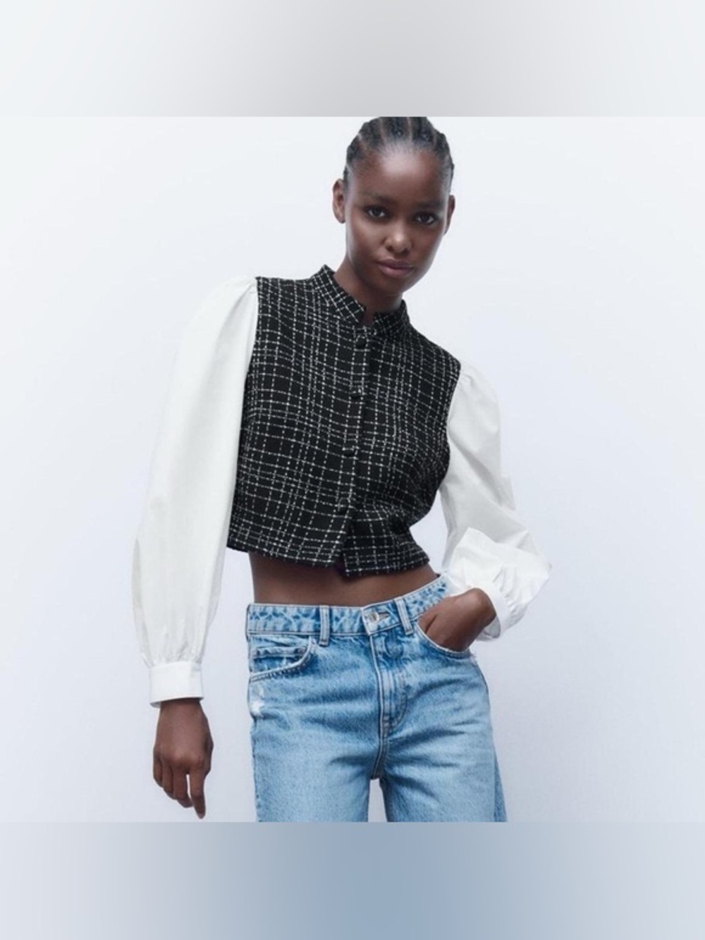 Zara Contrast Textured Check Shirt - Picture 15 of 15